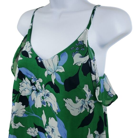 Mesh-layered floral tank with ruffles & spaghetti straps by Japna / Women's XS - Picture 2 of 8